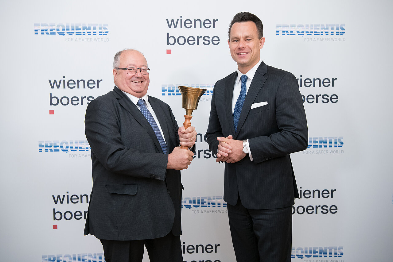 IPO Frequentis: Hannes Bardach, Vorsitzender des Aufsichtsrats und Mehrheitseigentümer der Frequentis und Christoph Boschan, CEO Wiener Börse