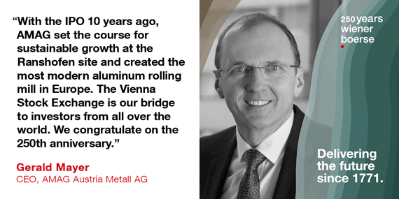 Congratulatory message on the occasion of the 250th anniversary from AMAG CEO Gerald Mayer