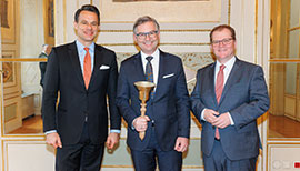 Börse-CEO Christoph Boschan, Finanzminister Magnus Brunner, OeBFA-Geschäftsführer Markus Stix